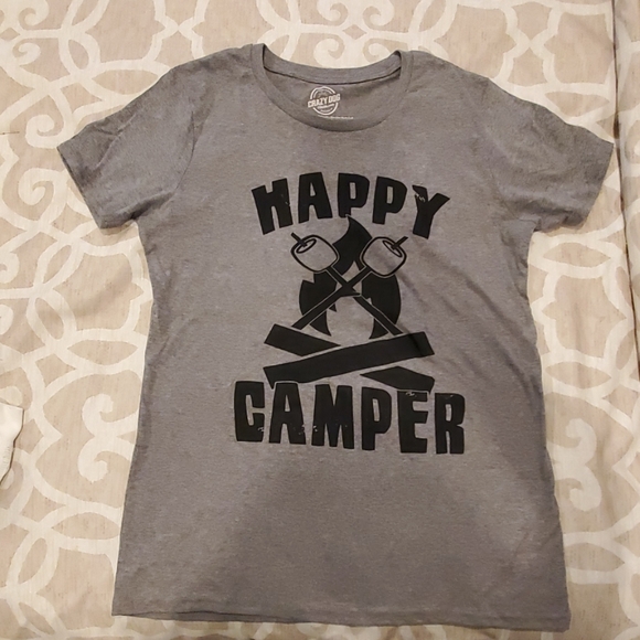 Crazy Dog T-Shirts Tops - NEW Happy Camper women's fit t-shirt L